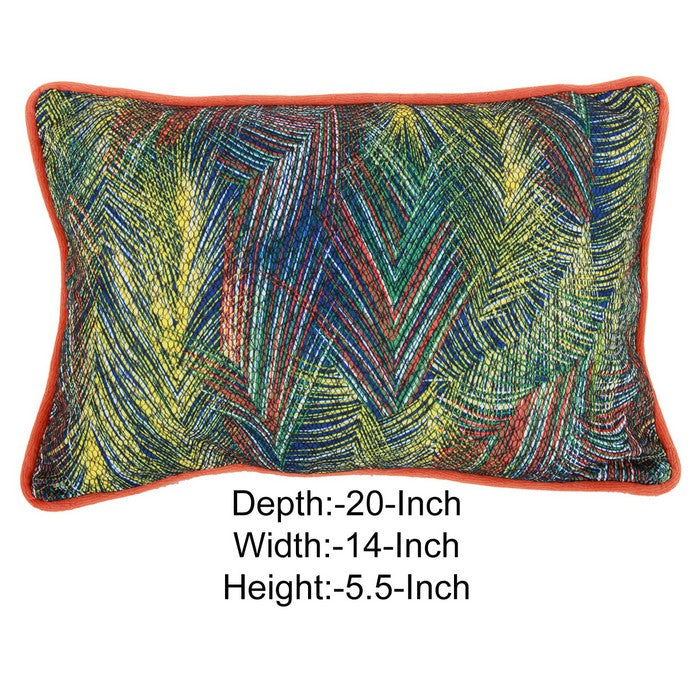 20 X 14 Inch Fabric Pillow with Abstract Art Details, Set of 2, Multicolor