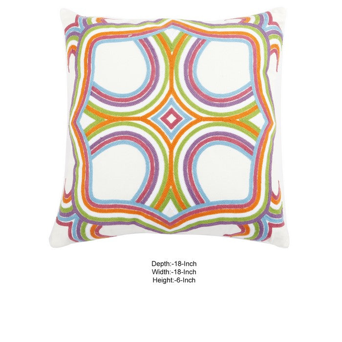 18 X 18 Inch Polyester Pillow with Celtic Knot Embroidery, Set of 2, Multicolor