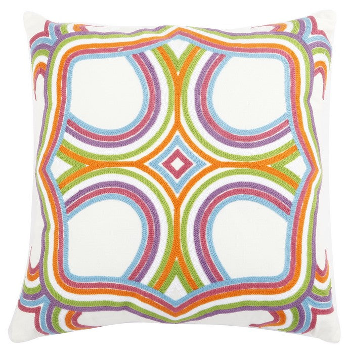 18 X 18 Inch Polyester Pillow with Celtic Knot Embroidery, Set of 2, Multicolor
