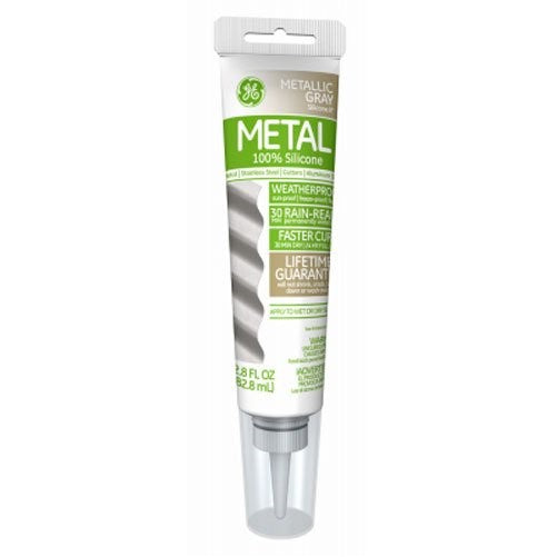 General Electric GE285 Aluminum and Metal Silicone II Caulk, 2.8-Ounce,Metallic Grey
