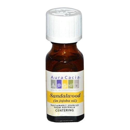 Aura Cacia Precious Essentials Sandalwood Blended with Jojoba Oil, 0.5 Fluid Ounce