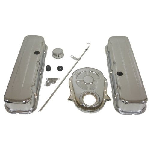 1965-95 Chevy Big Block 396-427-454-502 Chrome Steel (Tall) Engine Dress Up Kit - Smooth