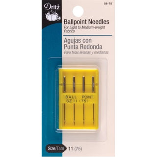Dritz 4-Piece Ballpoint Machine Needles for Sewing, Size 11
