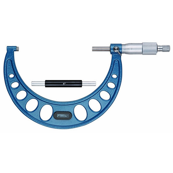 Fowler Full Warranty Outside Inch Micrometer, 52-240-005-1, Ratchet Stop Thimble, 4-5" Measuring Range, 0.0001" Graduation