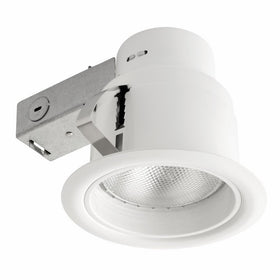 Globe Electric 4.5" Rust Proof Indoor/Outdoor Recessed Lighting Kit, Dimmable Downlight, Ridged Baffle, White Finish, Easy Install Push-N-Click Clips, 90671