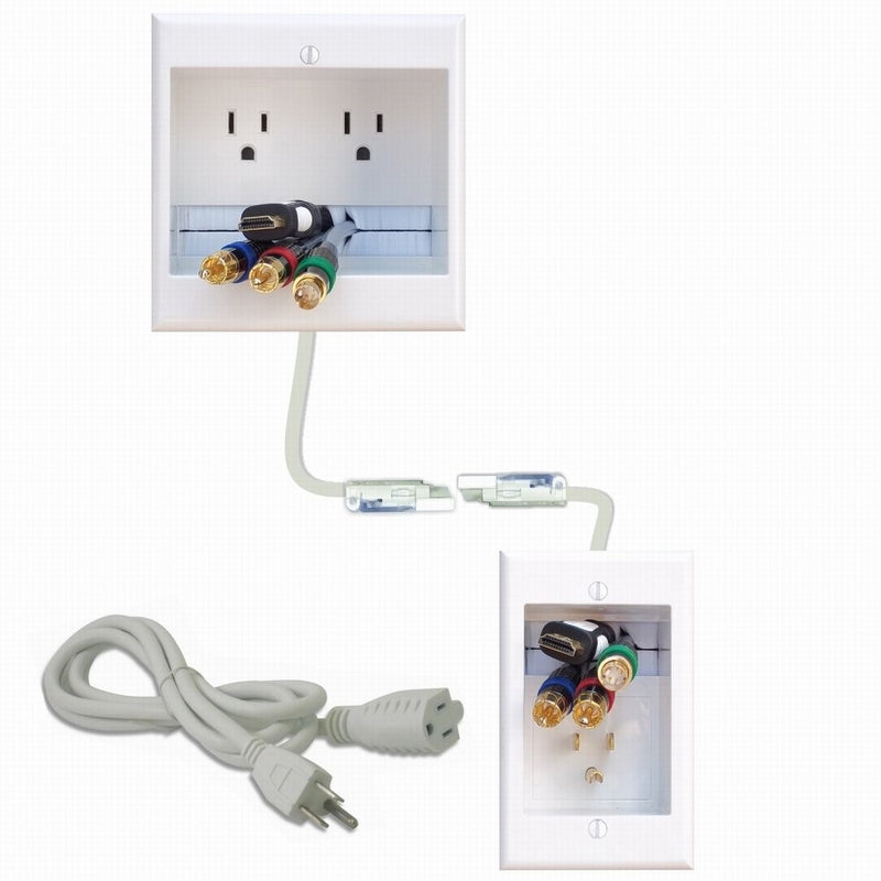 PowerBridge TWO-CK Dual Outlet Recessed In-Wall Cable Management System with PowerConnect for Wall-Mounted Flat Screen LED, LCD, and Plasma TV's