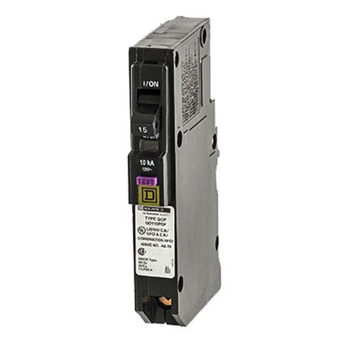 Square D by Schneider Electric QO QO115PDF Plug-In Mount 15 Amp Single-Pole Dual Function (CAFCI and GFCI) Circuit Breaker