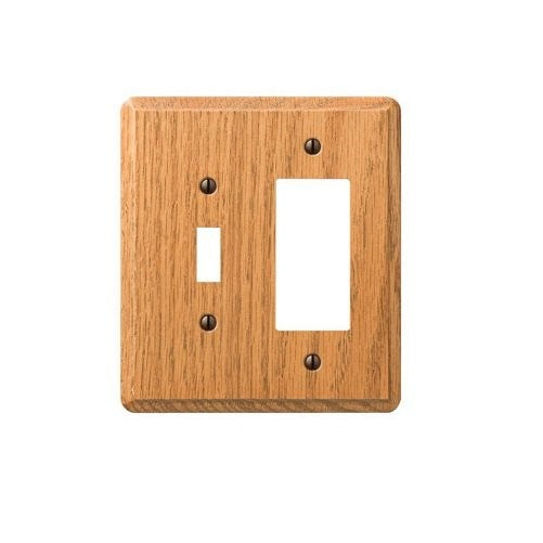 AmerTac 901TRL 1 Toggle/1 Rocker Traditional Oak Wood Wallplate