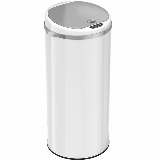 iTouchless 13 Gallon Automatic Trash Can with Odor Control System – White – Round – 49 Liter Kitchen Trash Bin