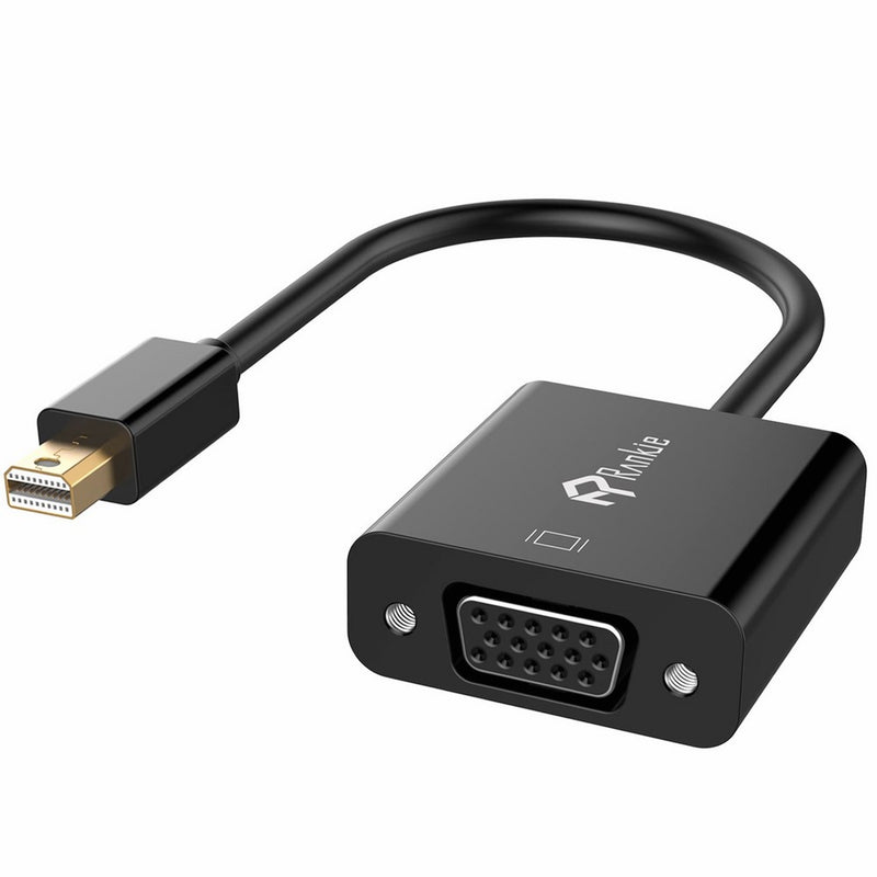 Mini DP to VGA, Rankie Gold Plated 1080P Mini DisplayPort (Thunderbolt Port Compatible) to VGA Male to Female Adapter Converter (Black)