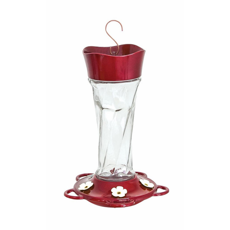 More Birds Hummingbird Feeder, Glass Hummingbird Feeders, 5 Feeding Stations, Red, 11-Ounce Nectar Capacity, Twist