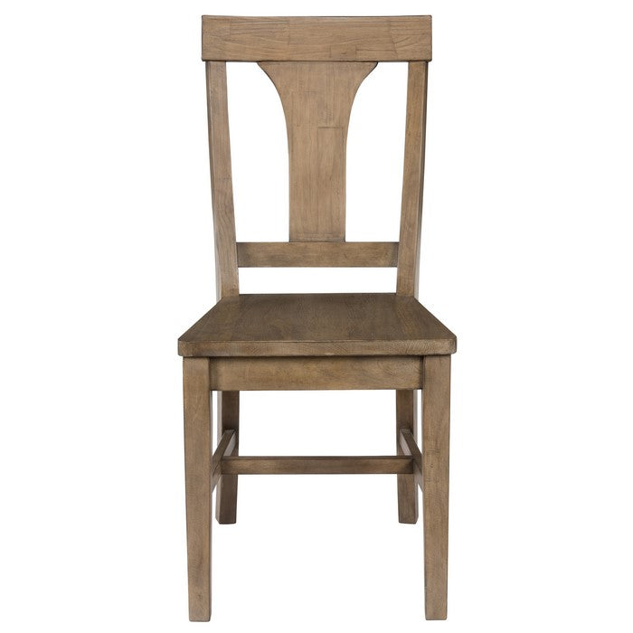 Reclaimed Wood Dining Chair with Fiddle Back, Set of 2,Distressed Gray