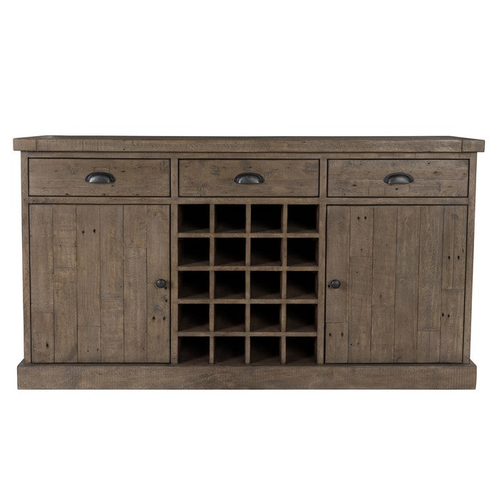 Reclaimed Wood Sideboard with 3 Drawers and 2 Doors, Distressed Gray