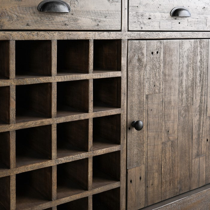 Reclaimed Wood Sideboard with 3 Drawers and 2 Doors, Distressed Gray
