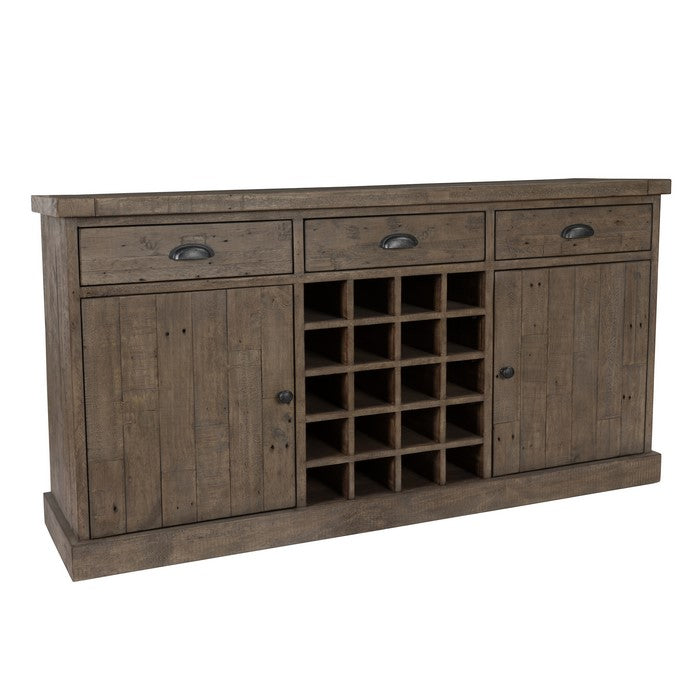 Reclaimed Wood Sideboard with 3 Drawers and 2 Doors, Distressed Gray