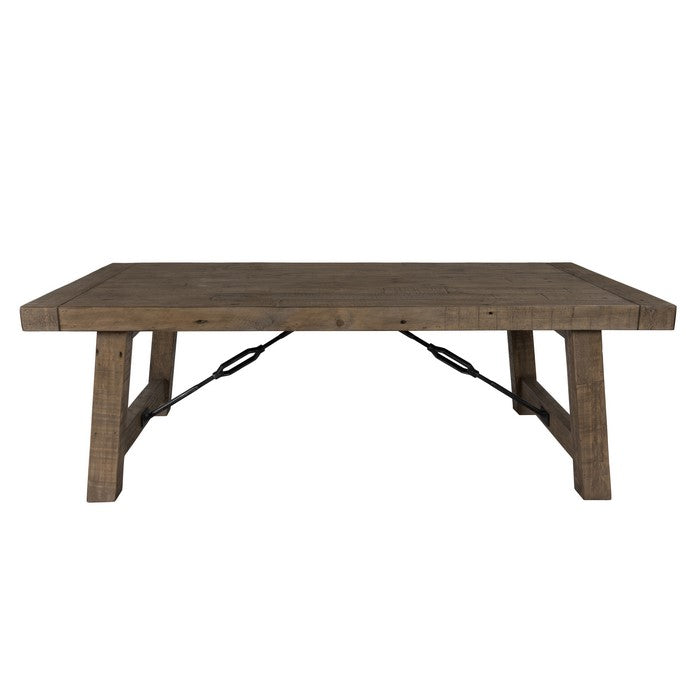 Handcrafted Reclaimed Wood Coffee Table with Grains, Weathered Gray
