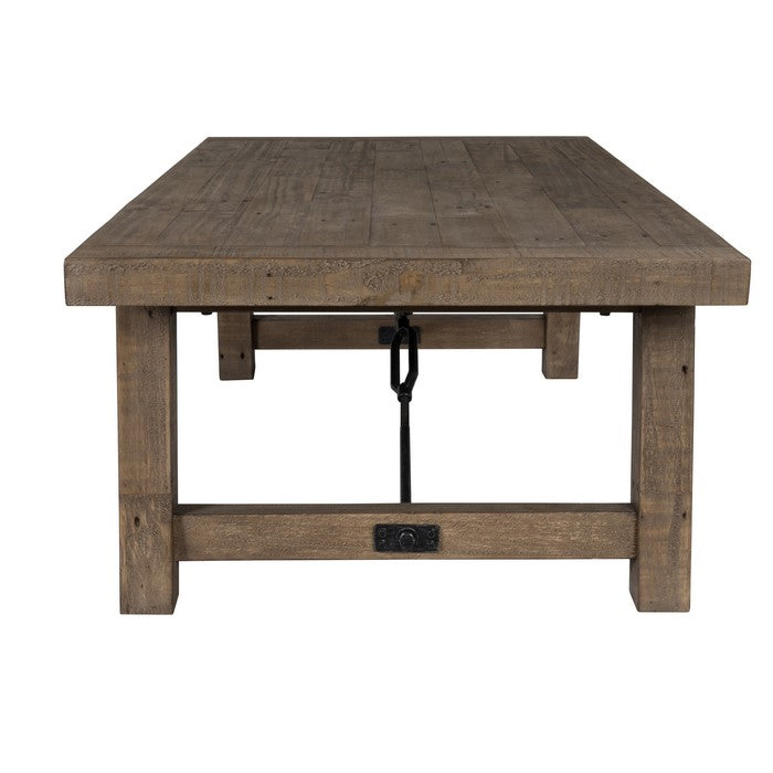 Handcrafted Reclaimed Wood Coffee Table with Grains, Weathered Gray