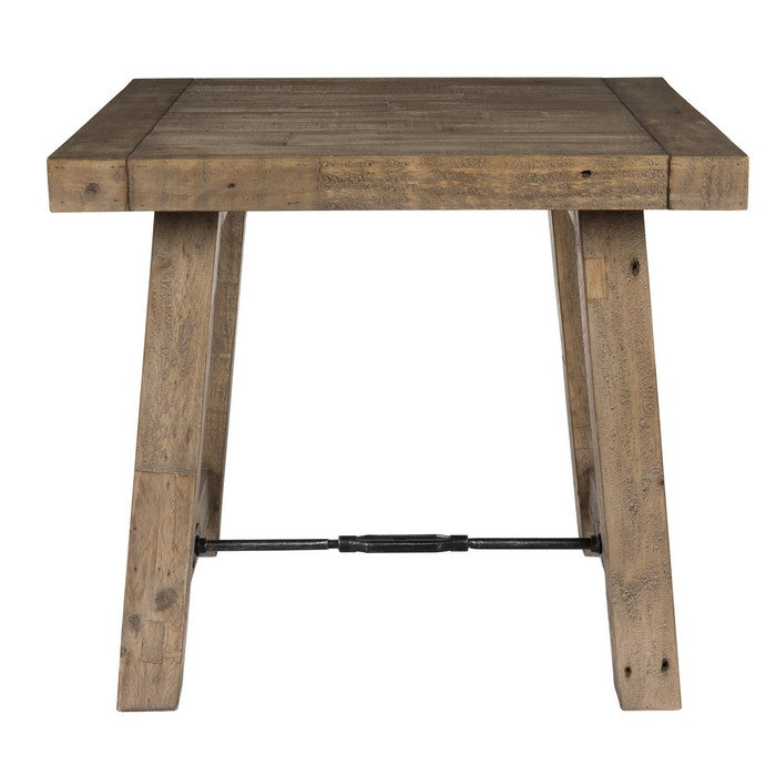 Handcrafted Reclaimed Wood End Table with Grains, Weathered Gray