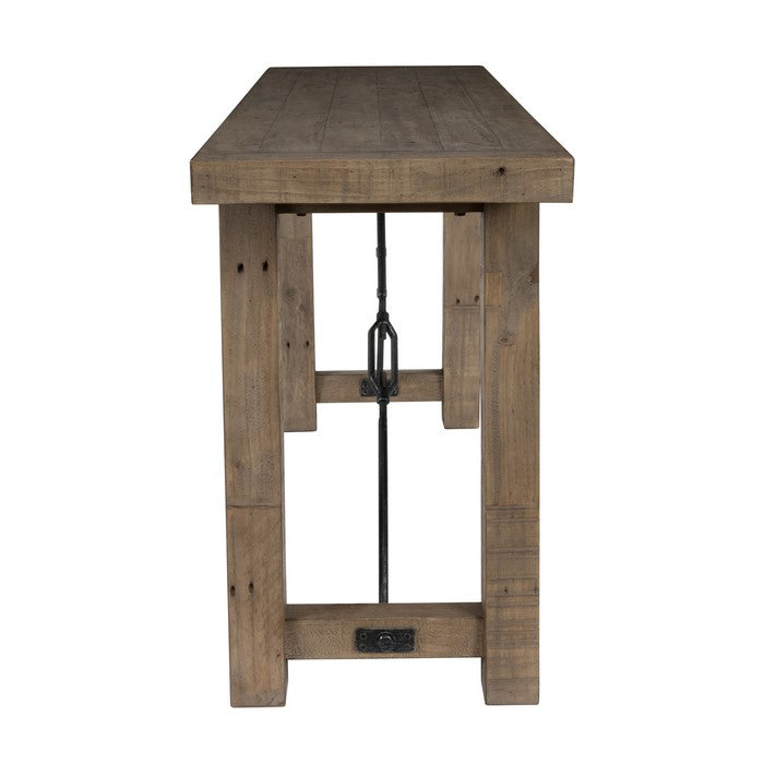 Handcrafted Reclaimed Wood Console Table with Grains, Weathered Gray