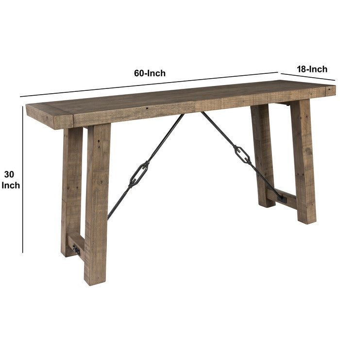 Handcrafted Reclaimed Wood Console Table with Grains, Weathered Gray