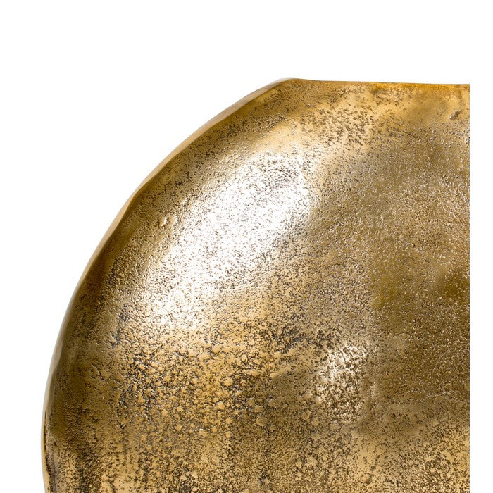 Brass Distressed Vase with Round Cutout Top, Large, Gold