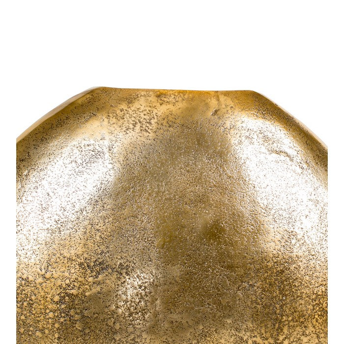 Brass Distressed Vase with Round Cutout Top, Large, Gold