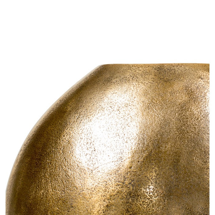 Brass Distressed Vase with Round Cutout Top, Medium, Gold