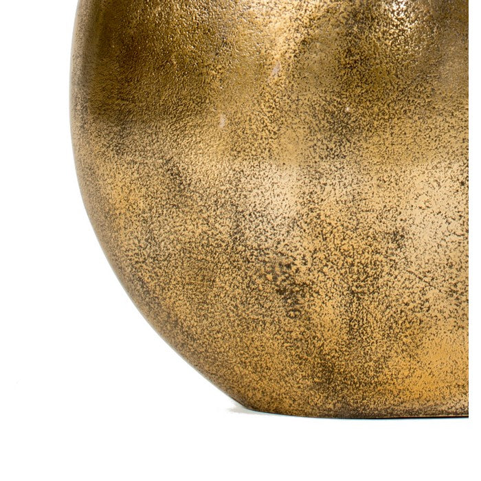 Brass Distressed Vase with Round Cutout Top, Medium, Gold