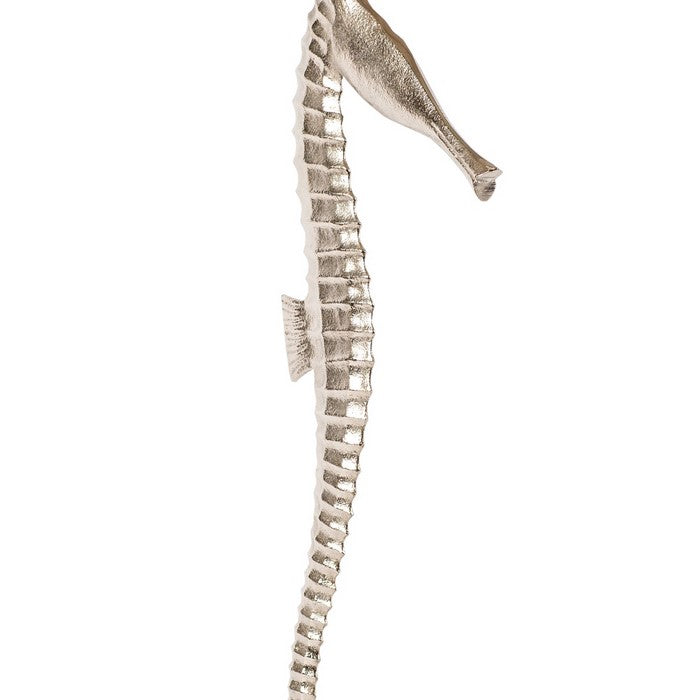 Aluminum Candle Holder with Sea Horse Structure, Large, Silver