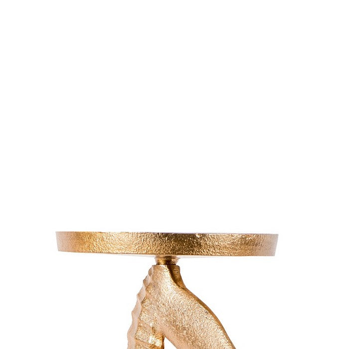 Aluminum Candle Holder with Sea Horse Structure, Large, Gold