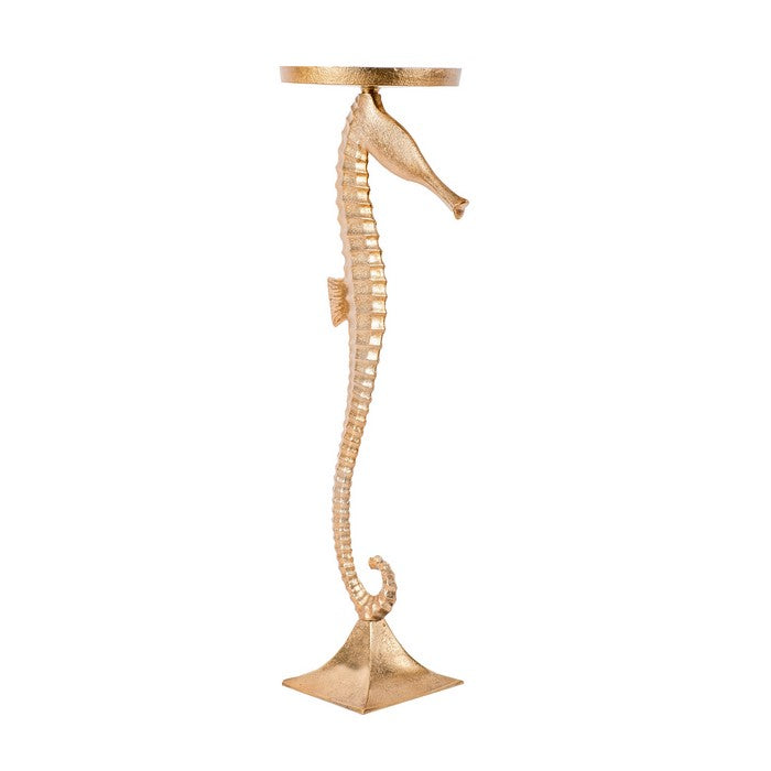 Aluminum Candle Holder with Sea Horse Structure, Large, Gold