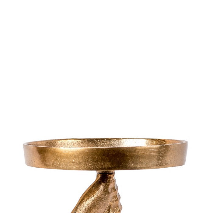 Aluminum Candle Holder with Sea Horse Structure, Medium, Gold