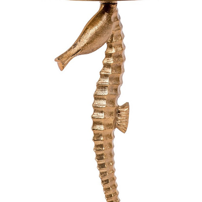 Aluminum Candle Holder with Sea Horse Structure, Medium, Gold