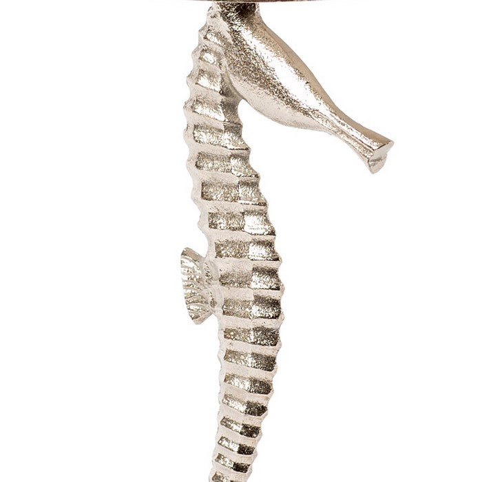 Aluminum Candle Holder with Sea Horse Structure, Small, Silver