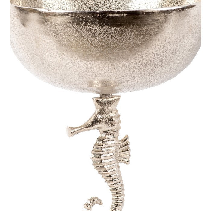 Coastal Aluminum Bowl with Sea Horse Structure, Medium, Silver