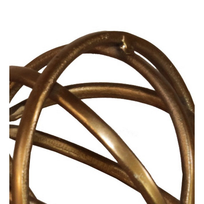Metal Decorative Spheres with Adjoined Ring Design, Set of Two, Gold