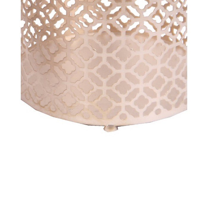 Metal Lidded Storage Box with Lattice Pattern, Set of 3, Gold
