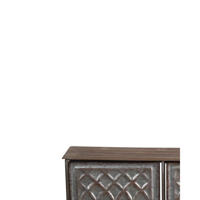 Rustic Style 3 Drawer Metal Wall Decor with Hooks, Brown and Silver