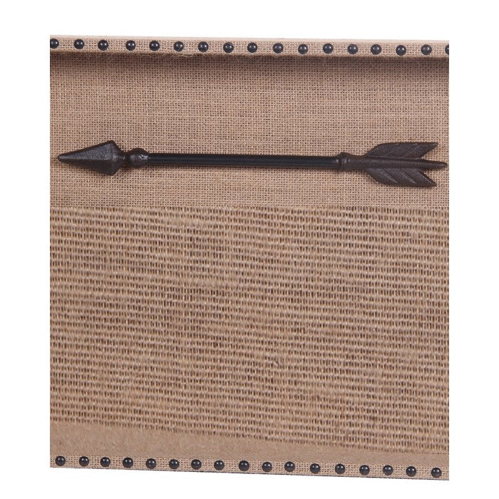 Rectangular Wooden Wall Decor with Metal Arrow Accents, Brown