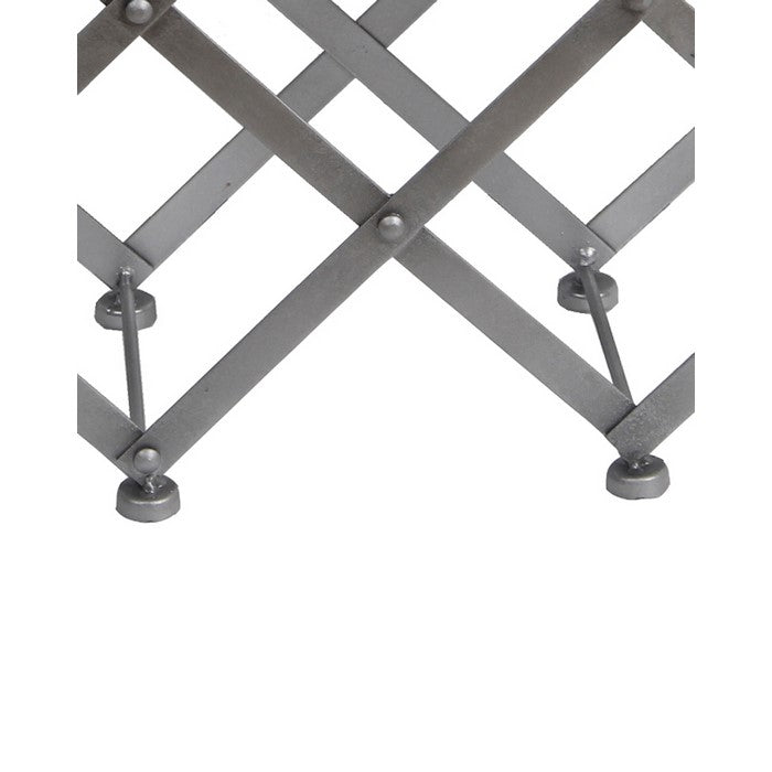 Transitional Style 9 Bottle Metal Wine Holder, Silver