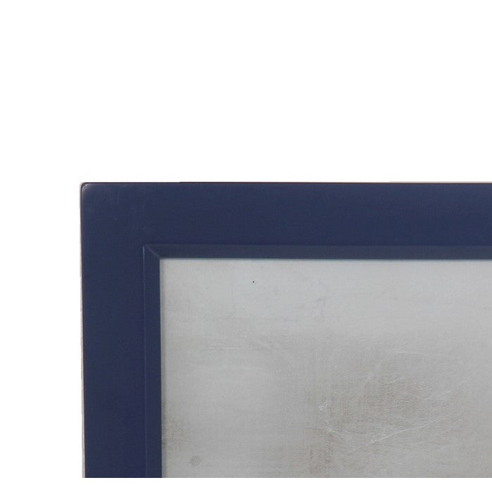 Square Wall decor with Crown Print and Wooden Backing, Blue and White