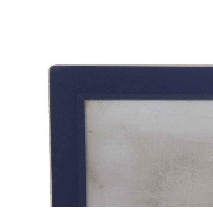 Square Wooden Wall decor with Crown Print, Blue and White
