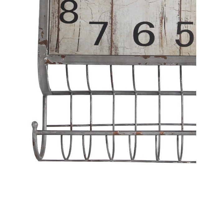Traditional Style Square Iron Wall Clock with Basket,Gray and White