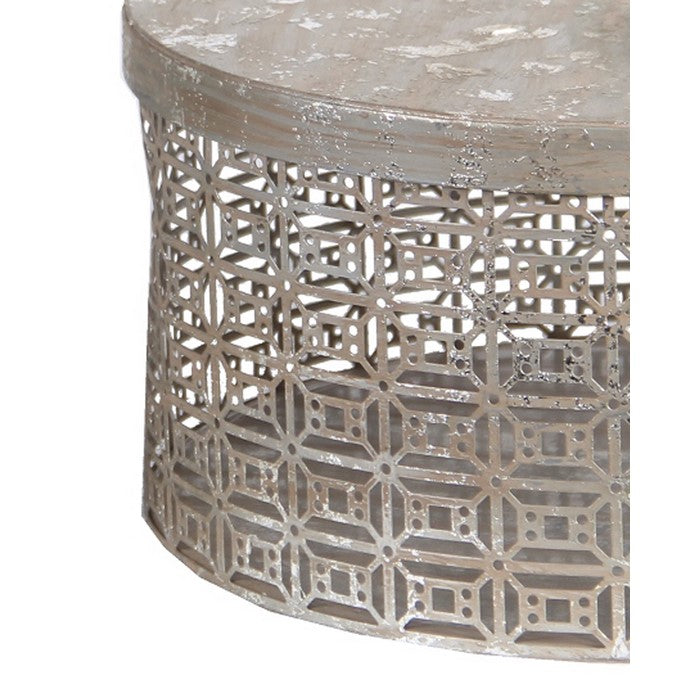 2 Piece Decorative Pierced Metal Box Set with Lidded Finial Top,Silver