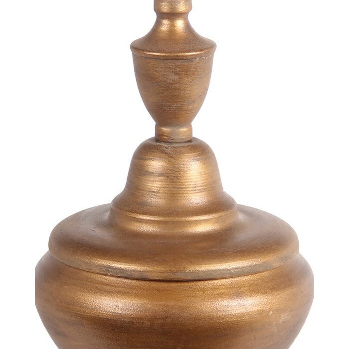Finely Designed Decorative Metal Finial with Bellied Base, Small, Gold