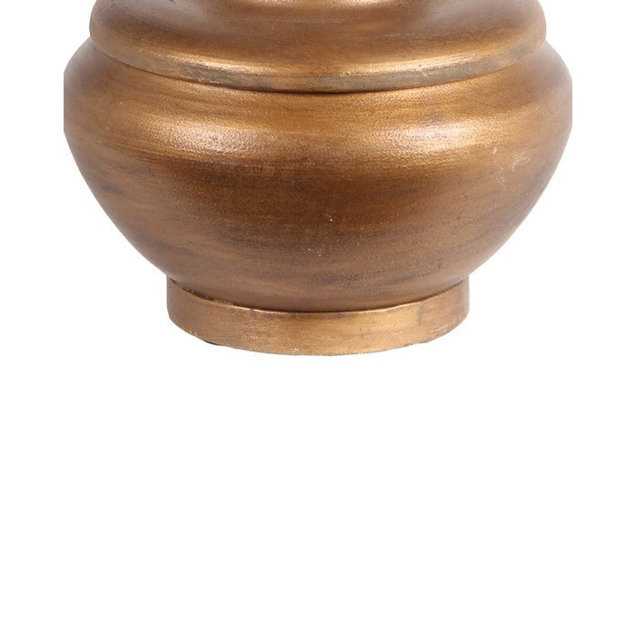 Finely Designed Decorative Metal Finial with Bellied Base, Small, Gold