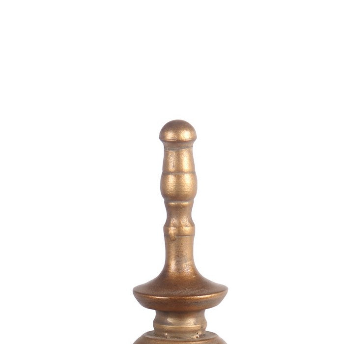 Traditional Decorative Metal Finial with Rounded Top, Medium, Gold