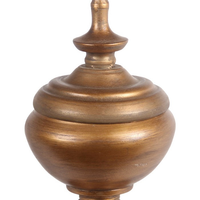 Traditional Decorative Metal Finial with Rounded Top, Medium, Gold