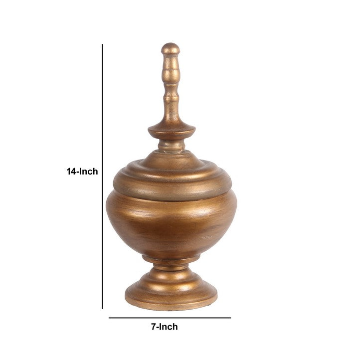 Traditional Decorative Metal Finial with Rounded Top, Medium, Gold