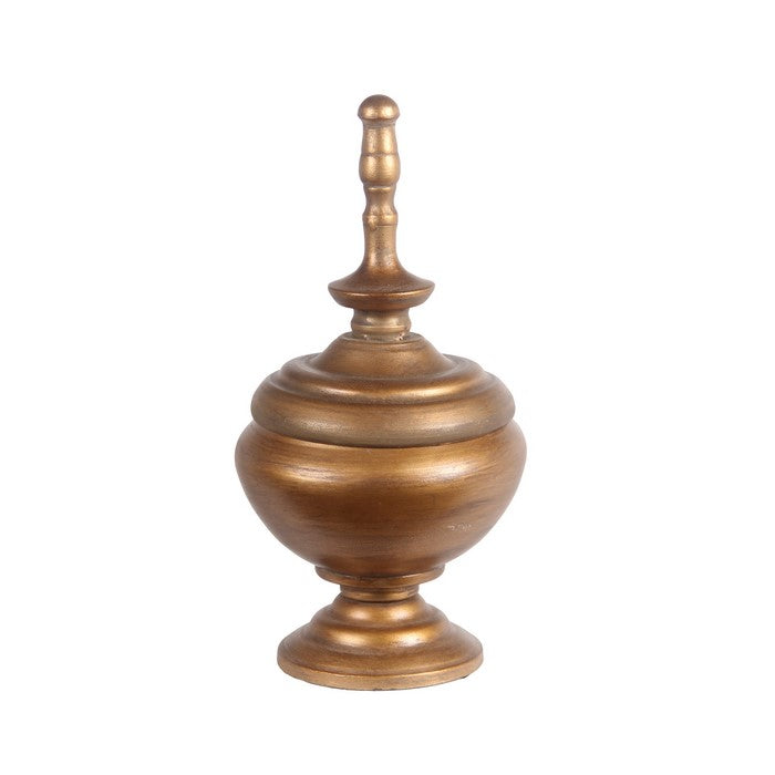 Traditional Decorative Metal Finial with Rounded Top, Medium, Gold